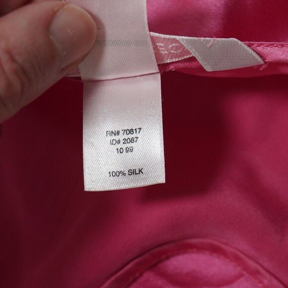 Y2K Victoria's Secret Hot Pink 100% Silk Slip Mini Dress Lingerie Chemise Slit M - Picture 4 of 7